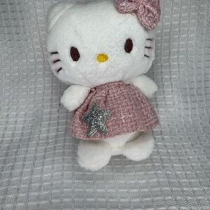Hello Kitty Plush with Pink Dress and Silver Star Mobile phone back clip